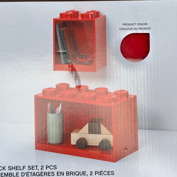 Lego 2-Piece Red Brick Shelf Storage Toy Display Set Ages 3+ - New, Dinged Box - Picture 2 of 9
